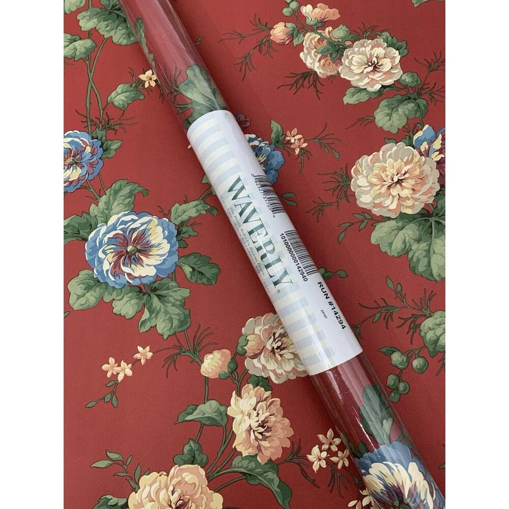 Colorful Vintage Floral Wallpaper Waverly Botanical 578662, 27 In. x 27 Ft.